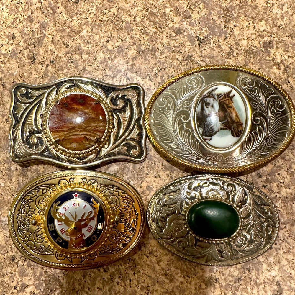 Vintage Western Belt Buckles Set